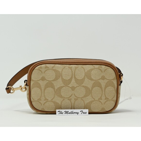 COACH JAMIE Wristlet Light Khaki Signature Canvas Saddle Leather CA718 NWT $178 - Picture 5 of 14
